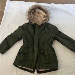 Crazy 8 Olive Hooded Puffer with Faux Fur